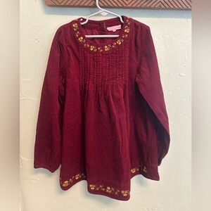 Embroidered Red Kids Casual Dress